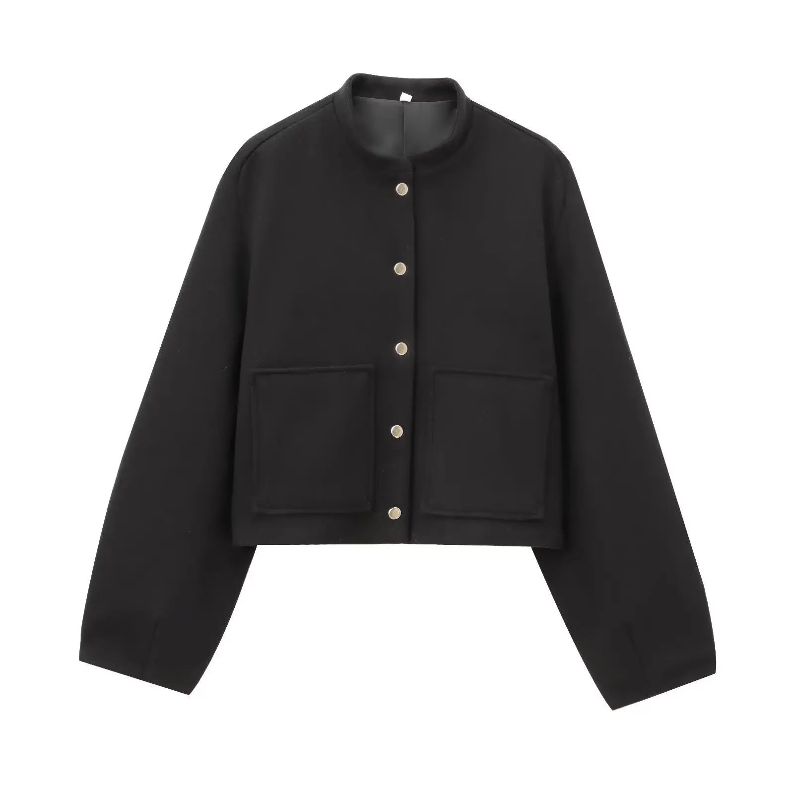 Aiertu  -  Stand Collar Short Jacket For Women Fashion Loose Single Breasted Coat Casual 2025 Spring Autumn New Solid Woman Outwear Aiertu