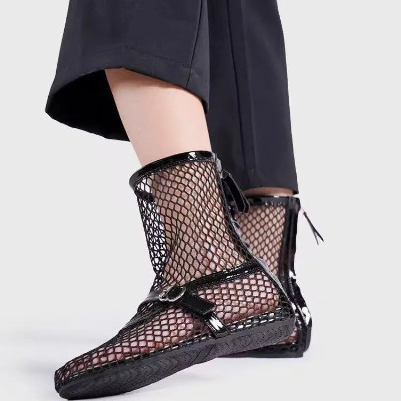 Aiertu  -  Women's New Mesh Roman Boots Sexy Short Boots Women's 2024 New Black Single Shoes Sandals Sandalen Aiertu