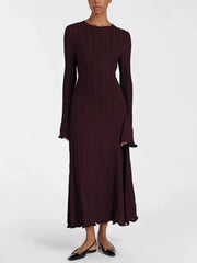 Aiertu  -   Knitted Long Dress Female Fall Winter New Casual Retro High Waist Rib Sweater Bodycon Dresses Lady Holiday Party Outfits Aiertu