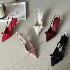 Aiertu  -  New Design Slingbacks Butterfly-knot Women Pumps Sexy Pointed Toe Thin Heels Stripper Party Shoes Large Size 35-43 Aiertu