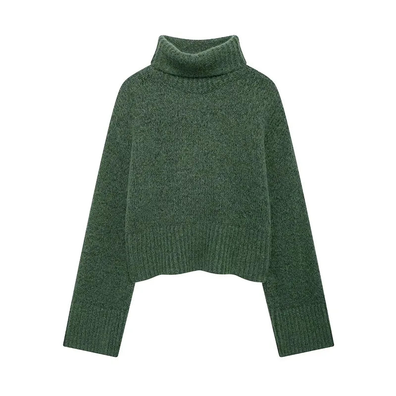 Aiertu  -  Cropped Pullovers Women Sweater Knit Loose Turtleneck  Long Sleeve Female Knitted Top Autumn Winter Fashion Lady Outwear Aiertu