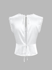 Aiertu  Lace Trim Satin Skirt Set Aiertu