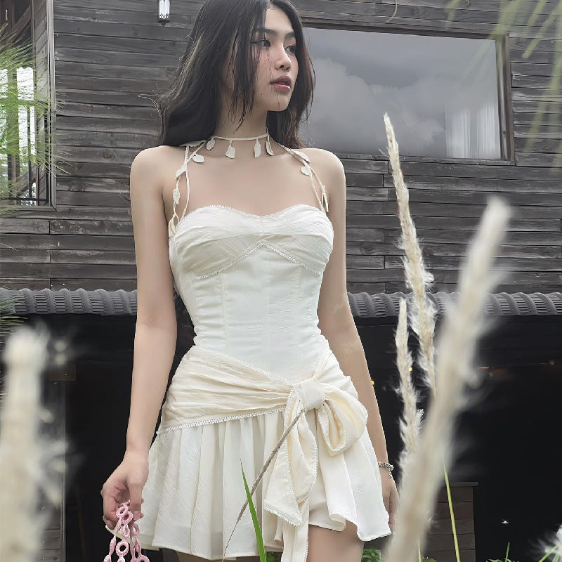 Aiertu - White Tiered Ruffle Mini Dress Aiertu