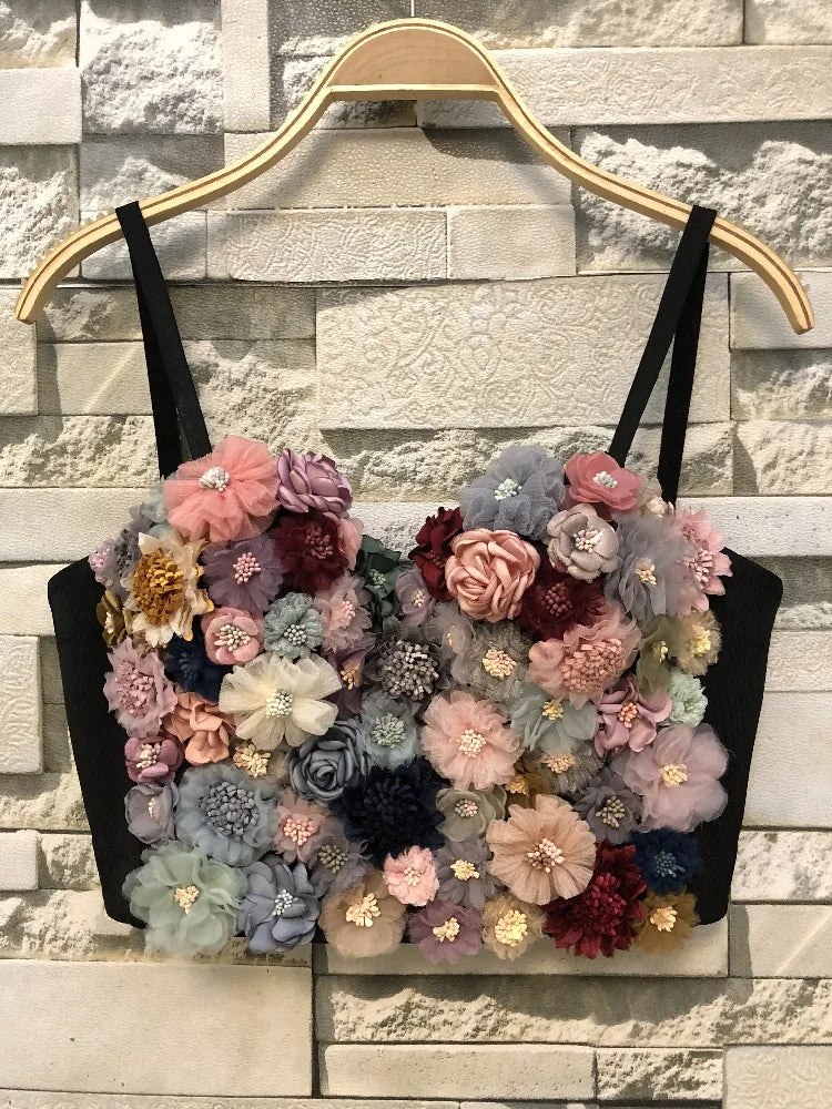 Aiertu  -  Women Sexy Designer Colorful Floral Cotton Camisole Tops Summer Ladies Trendy High Street Short Camis Crop Tops Aiertu