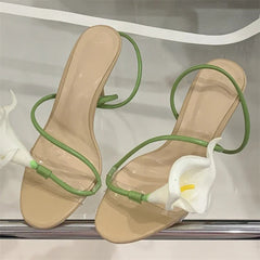Aiertu  -   Sexy PVC Transparent Flower Narrow Band Women Sandals Street Style Open Toe Thin High Heels Party Prom Shoes Aiertu