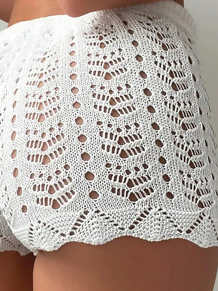 Aiertu  -  Spring Hotsweet Casual High Waist Solid Color Shorts Women's Beach Style Elastic Waist Lace-up Slim Fit White Shorts Aiertu