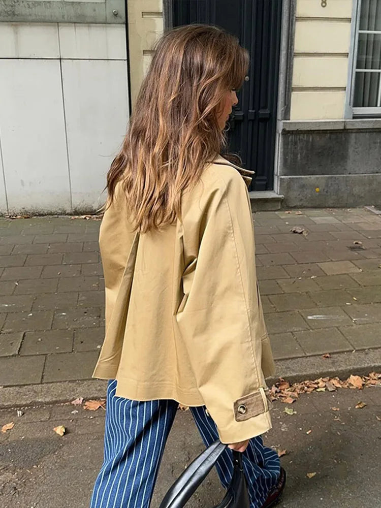 Aiertu  -  Casual Women's Jacket Lapel Single Breasted Loose Female Coats 2025 Spring Street All-match Long Sleeve Pocket Lady Outwears Aiertu