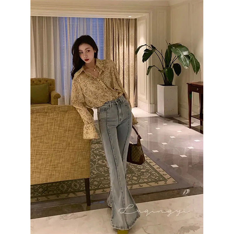 Aiertu Vintage Floral Shirts Women Streetwear Print Long Sleeve Chiffon Blouses Summer Ladies Elegant Loose All Match Tops New Aiertu