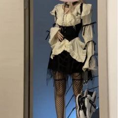 Aiertu  -  Fashion Popular Puff Sleeve Women Blouse Sweet Harajuku Japan Patchwork Lace Women Blouse Slim Waist Y2k Aesthetic 2000s Vests Aiertu