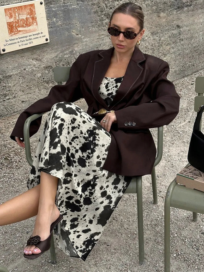 Aiertu  -  Leopard Print Long Dresses For Women Summer Chic Sexy U Collar Sleeveless Maxi Dress Streetwear Fashion Elegant A-line Vestidos Aiertu