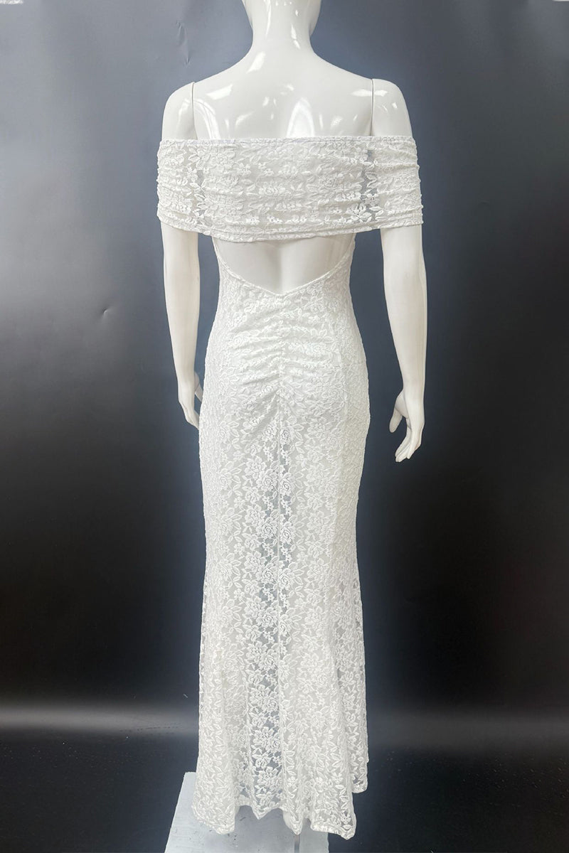 Aiertu  -  Sexy Lace Backless Fishtail Off Shoulder Long Dresses Aiertu