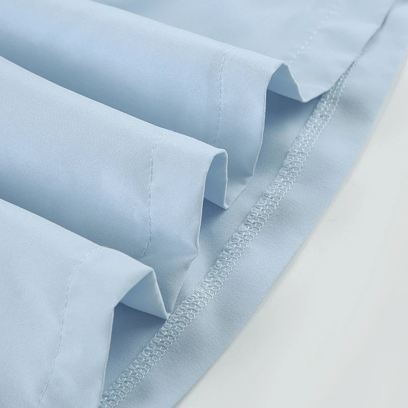 Aiertu  -  Fashion Solid Ruched Button A-Line Pleated Women Dresses Puff Sleeve Slim Fit Design Summer Sweet Frocks Aiertu