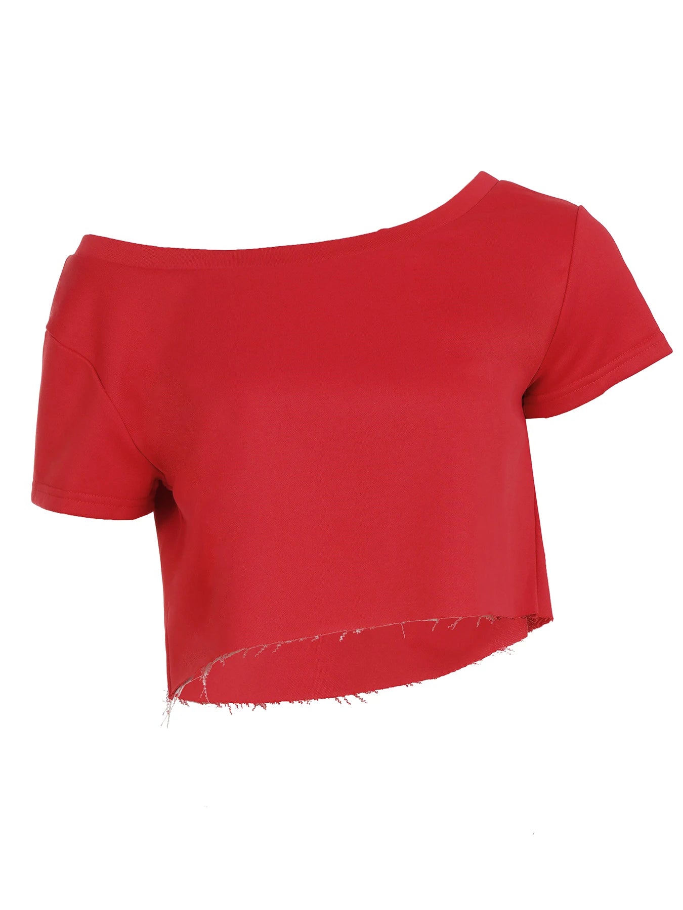 Aiertu  -  Summer Basic Loose Cropped Top Women Solid Short Sleeve Asymmetric Tee Shirts Streetwear y2k Basic T-shirts Vintage 90s Aiertu