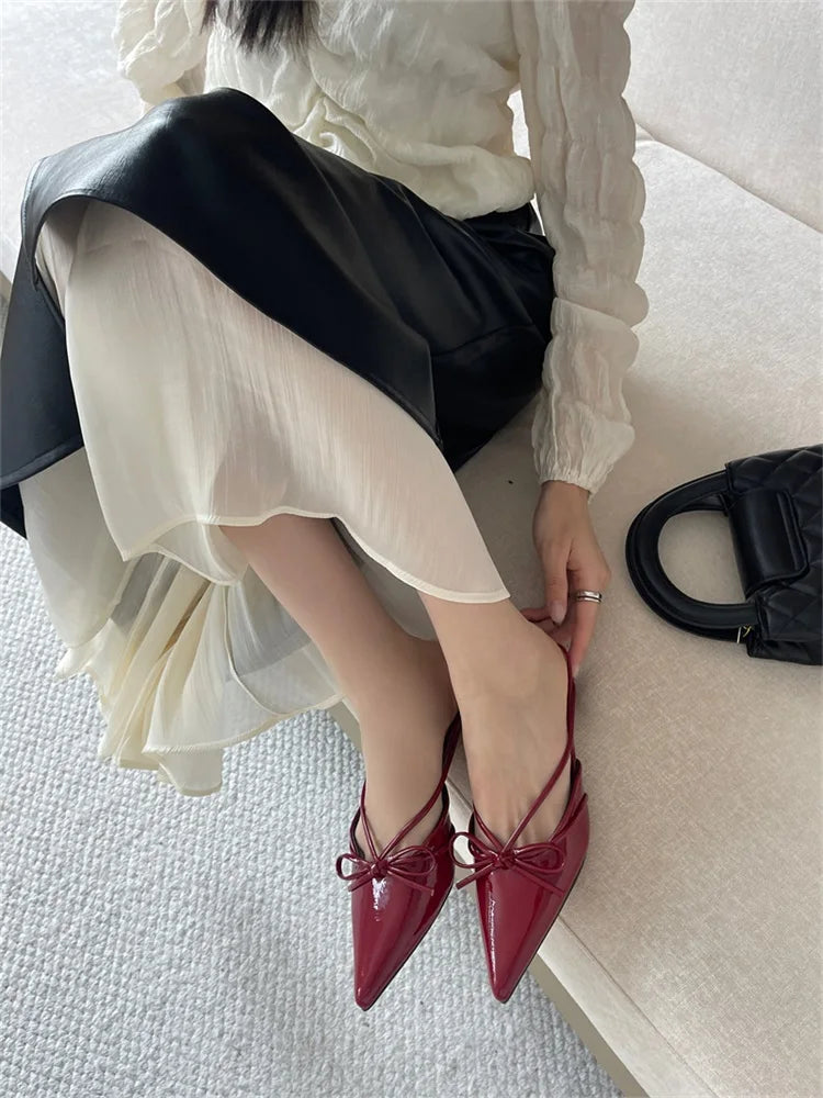 Aiertu  -  2025 New Fashion Pointed Toe Mules Women Slippers Thin Low Heels Sandals Elegant Dress Party Ladies Shoes Aiertu