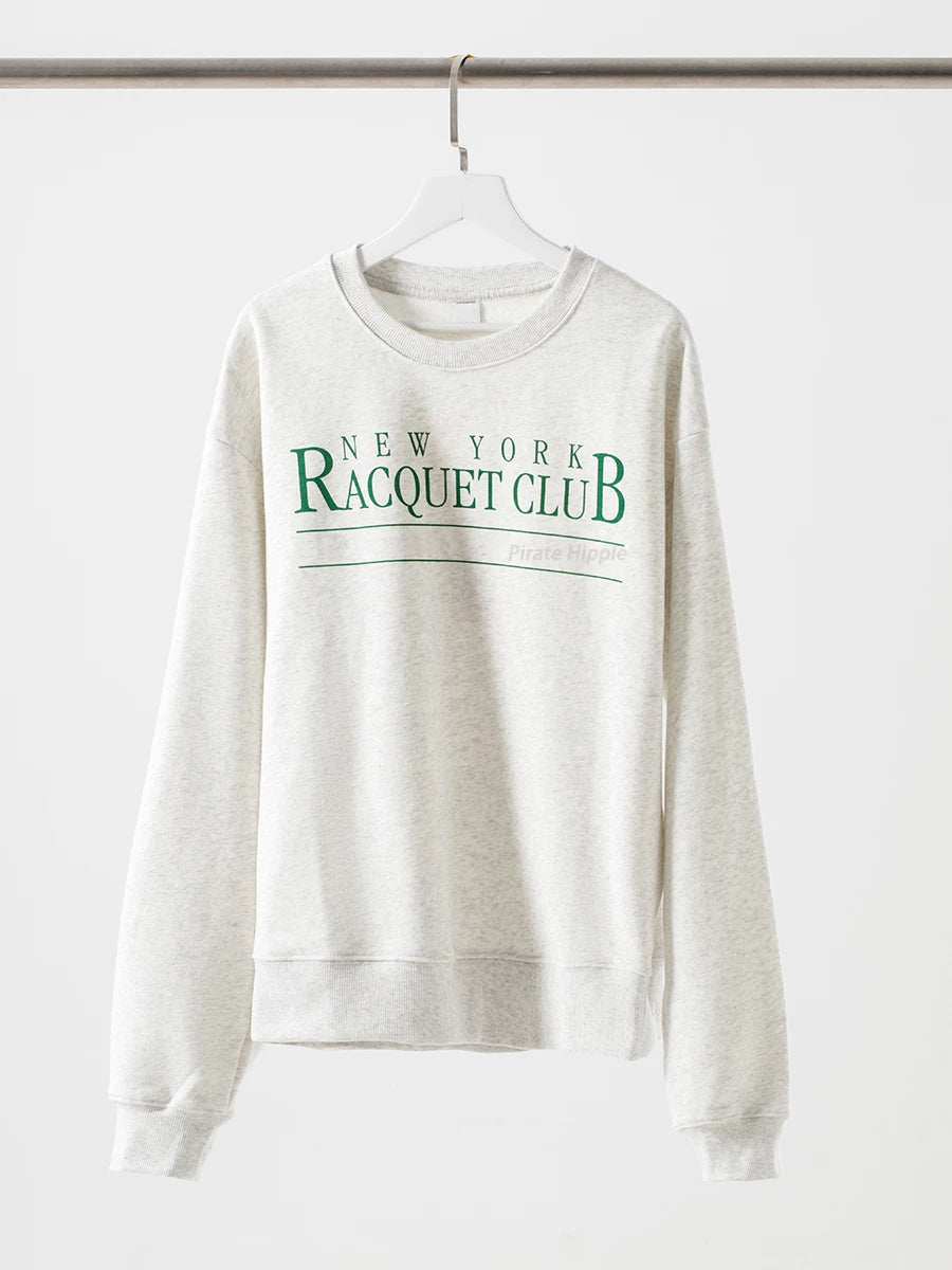 Aiertu  -   New York Letter Print Sweatshirt Women Classic O Neck Long Sleeve Pullover Autumn Casual Vintage Sporty Rich Sweatshirt 2026 New Aiertu