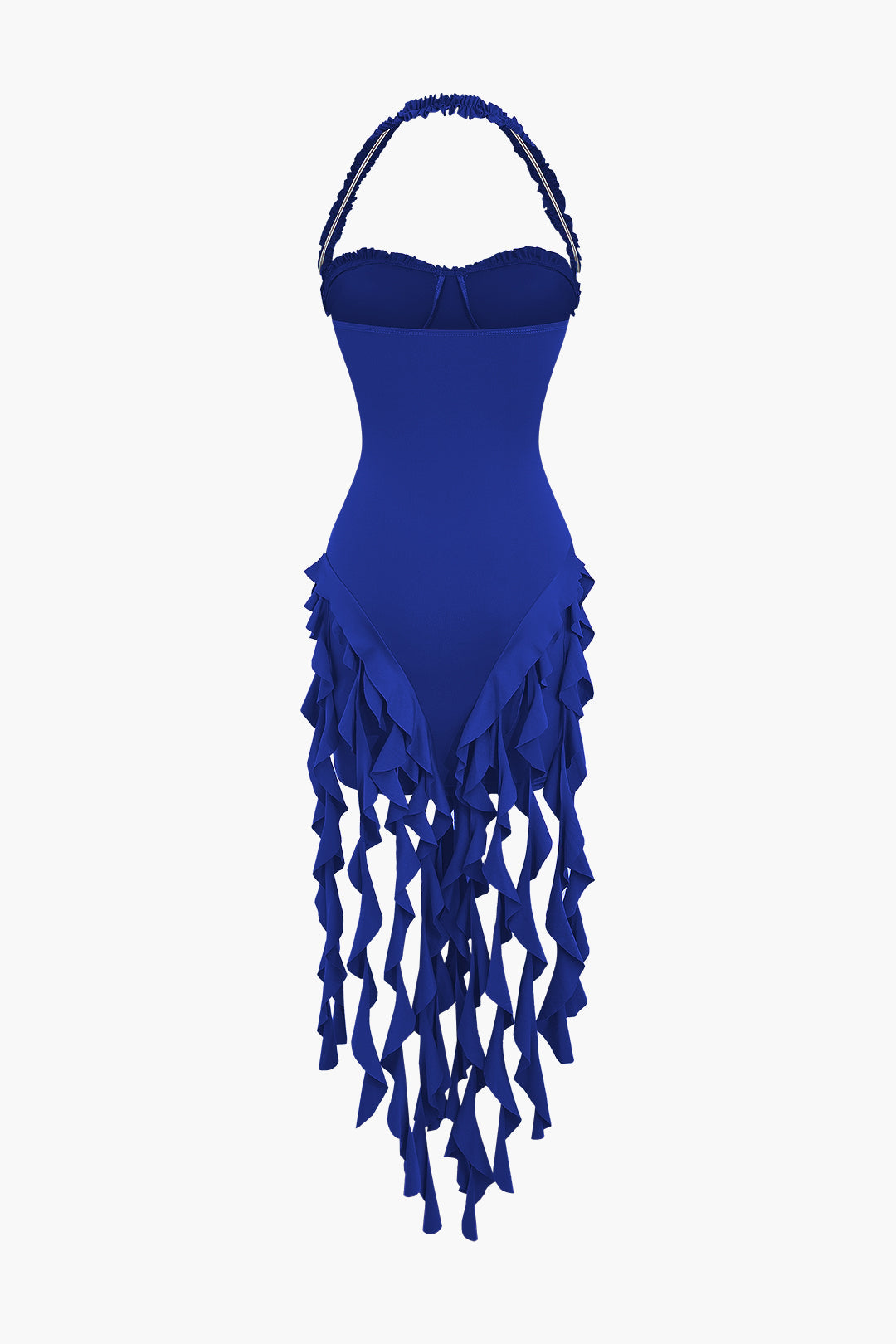 Aiertu  Ruffle Tassel Halter Bustier Mini Dress Aiertu