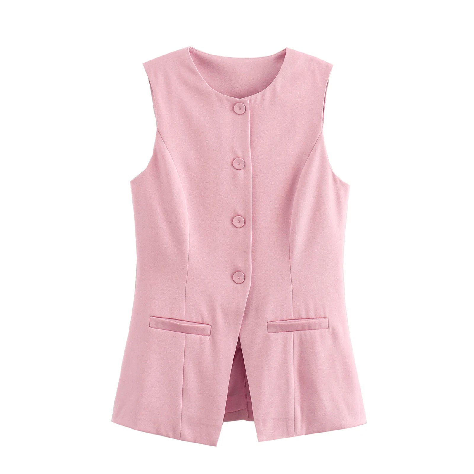 Aiertu  -  New Fashion Womens Button Down Waistcoat Vest Sleeveless Round Neck Solid Color Slim Fit Tops Dressy Suit Vest Hot Sale S M L Aiertu