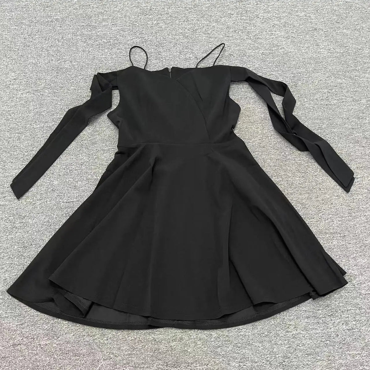 Aiertu  -   Korean Fashion New Summer Women Dress Retro Slash Neck Off The Shoulder Bow Tie High Waist Slim A Line Black Party Mini Dresses Aiertu