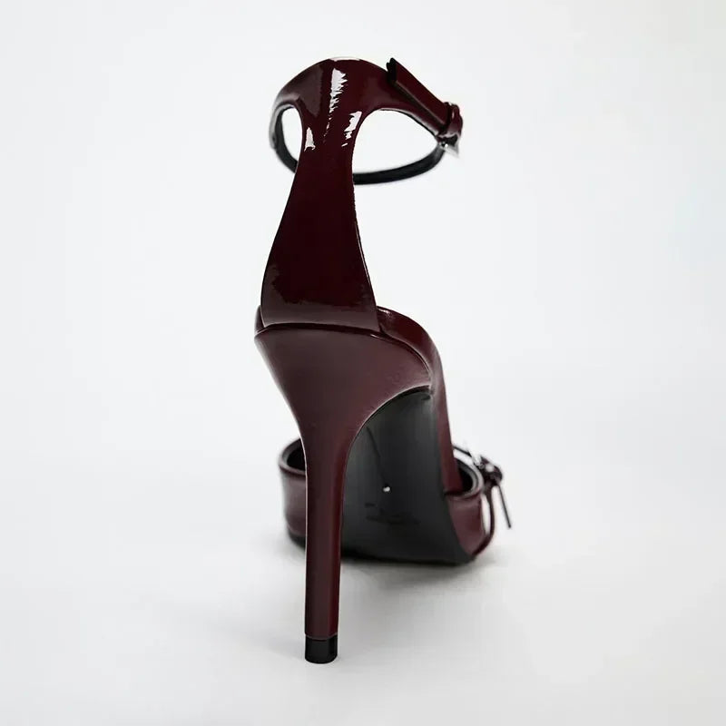 Aiertu  -  Sexy Pointed Toe High Heel Women Shoes Elegant Ankle Strap Patent Leather Stilettos Luxury Prom Weddings Bridal Pumps for Ladies Aiertu