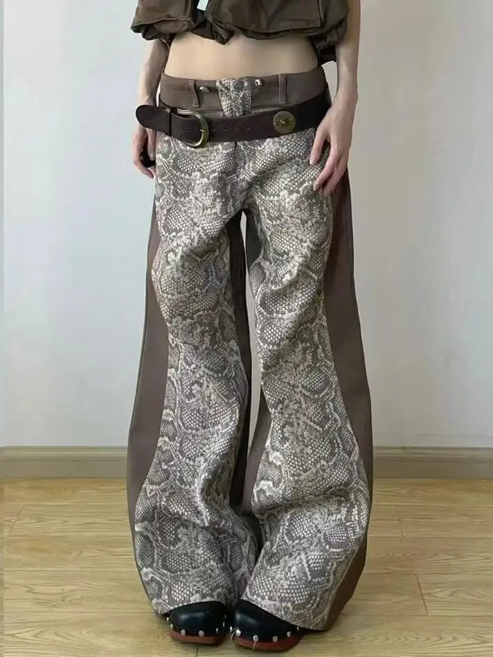 Aiertu  -  Streetwear New Retro Washed Gem Print Jeans Women's American Harajuku Hip Hop Baggy Straight Pants Casual Y2K Wide Leg Pants Aiertu