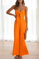 Aiertu  -  Casual Elegant Solid Frenulum V Neck Loose Jumpsuits(3 Colors) Aiertu