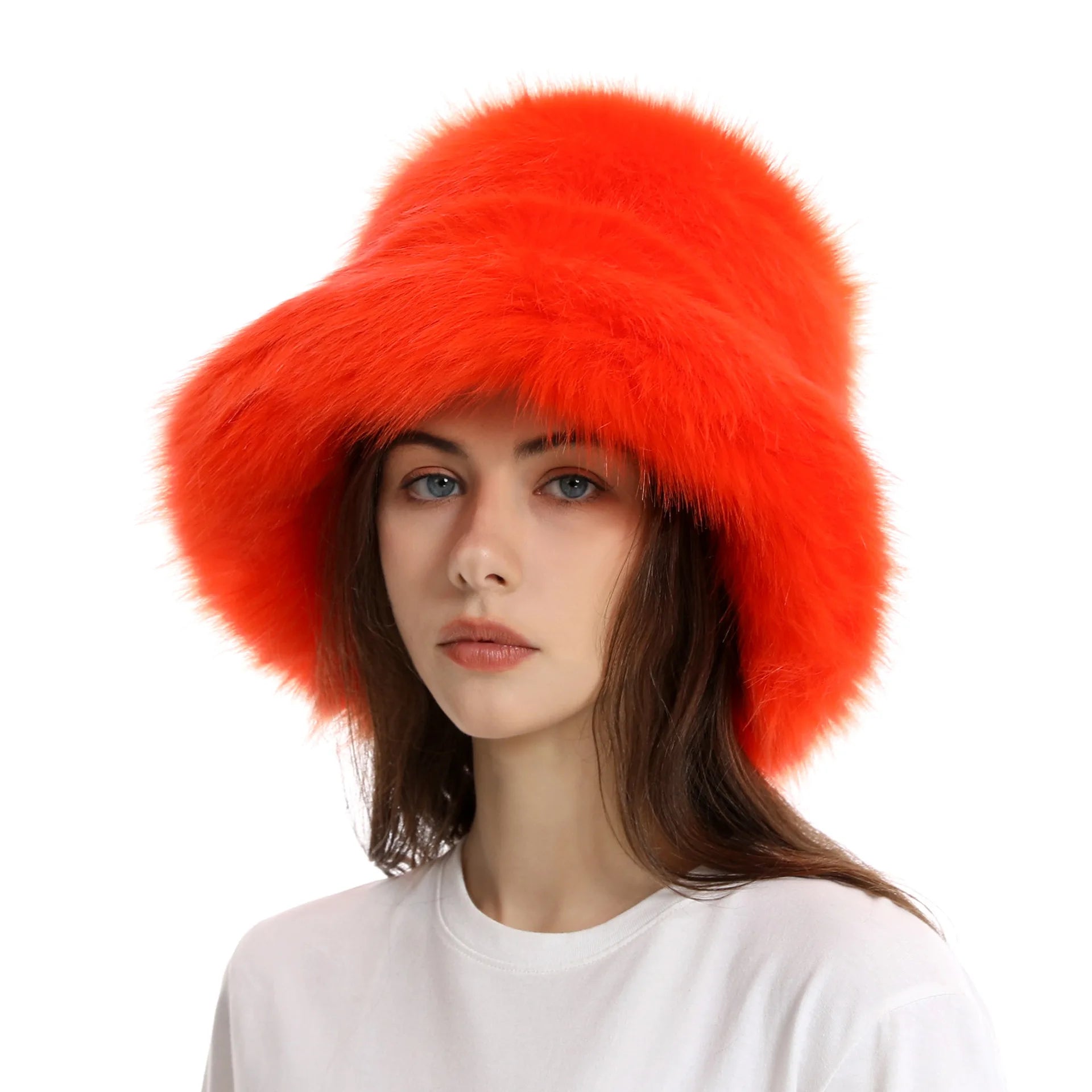 Aiertu  -  Winter Tie-dyed Bucket Hat Imitation Fur Y2k Warm Plush Bucket Hat Unisex Bucket Hat Gorros Invierno Mujer Aiertu