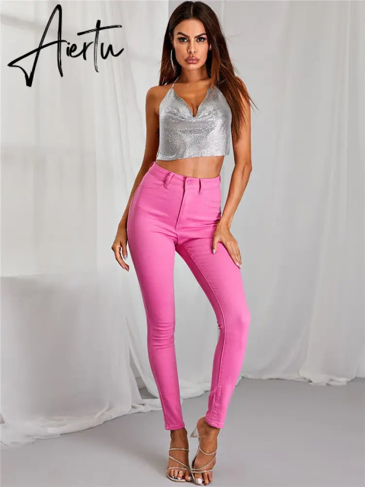 Fantoye Sexy Backless Nightclub Halter Women Camis Tops Gold Metal Chain Fashion Camis Tops Ladies Autumn Skinny Party Clubwear Aiertu