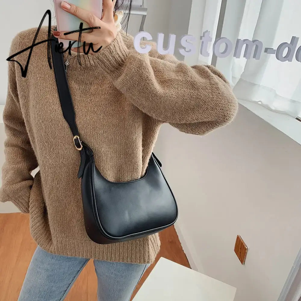 Fashion Shoulder Bags For Women  Casual Crossbody Bags For Women Pu Leather Solid Color Simple Handbags Women'S Bag Aiertu