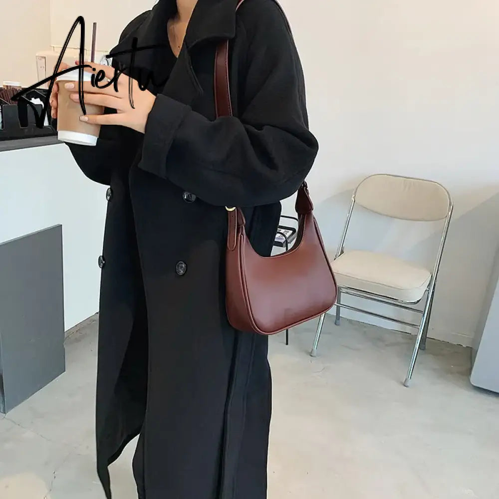 Fashion Shoulder Bags For Women  Casual Crossbody Bags For Women Pu Leather Solid Color Simple Handbags Women'S Bag Aiertu