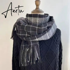 Fashion winter plaid scarf female autumn and winter everything new British classic imitation cashmere  plaid sha Aiertu