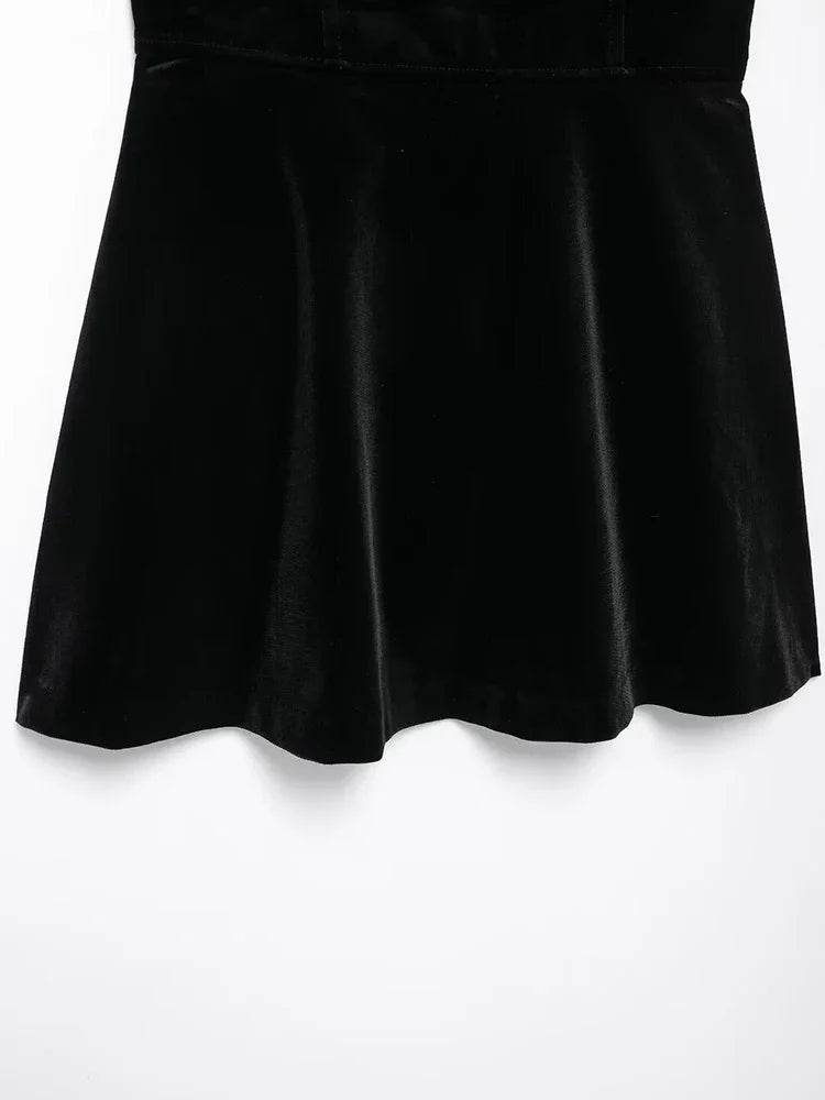 Aiertu  Women Fashion Black Backless Zipper Pleated Mini Dress Vintage Strapless Slash Neck Female Chic Lady Dresses Aiertu