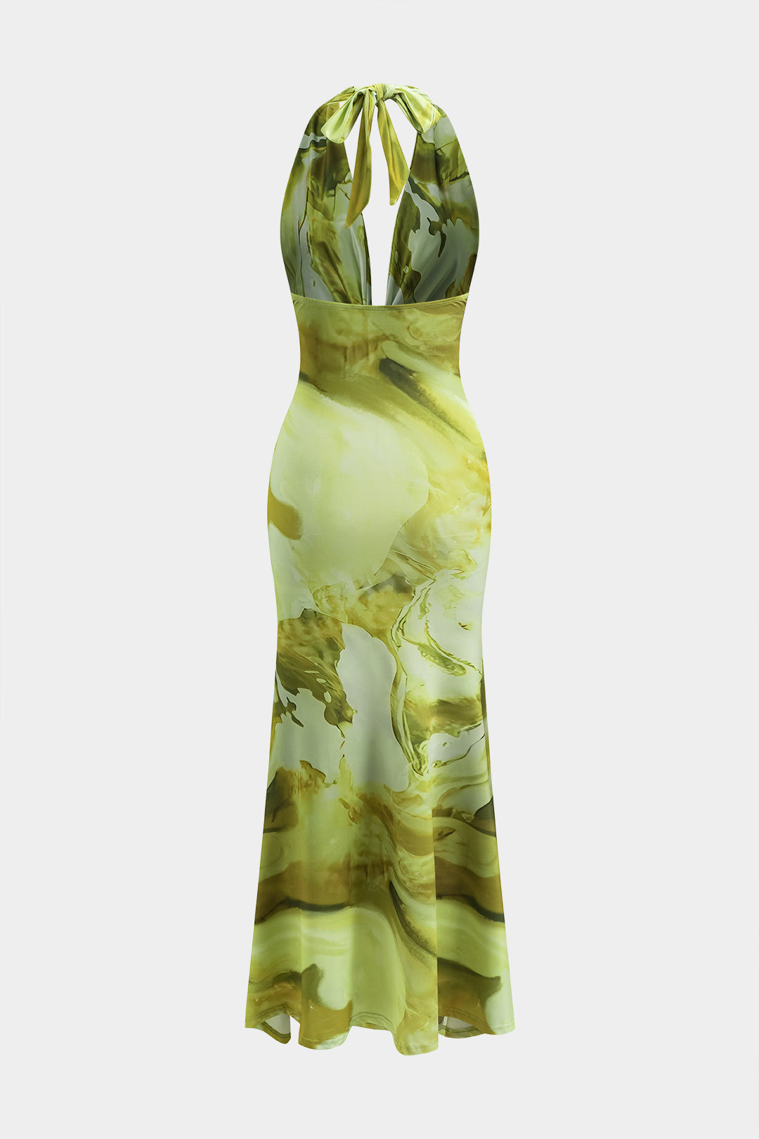 Aiertu  -  Tie Dye Print Backless Cowl Neck Maxi Dress Aiertu