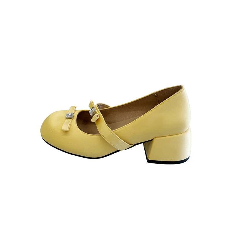 Aiertu  -   Thick Heel Women's Mary Jane Shoes Fashion Butterfly-knot Slip On Shoes Spring Autumn Party Candy Color Shoes Aiertu