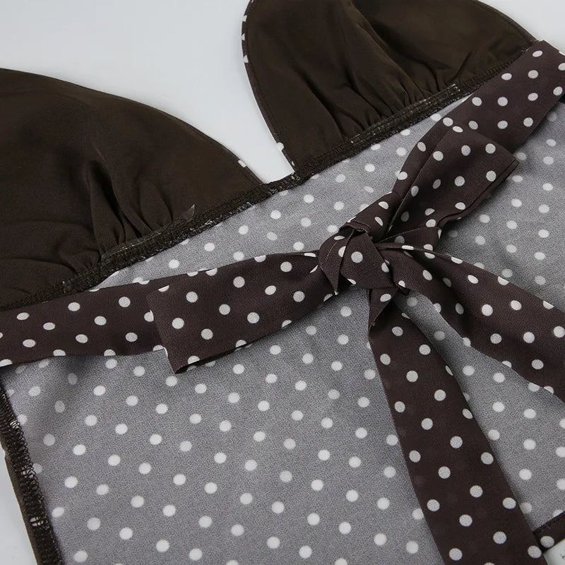 Aiertu  -  Fashion Polka Dot Suspender Vest With Scarf Sexy V-neck Printed Backless Lace Up Hot Girl Top Y2k Summer Fashion 2025 Aiertu