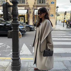 Aiertu     -  Fall Outfits 2026 Elegant Patchwork Woolen Coats Women Loose Lapel Long Sleeve Contrast Windbreak Overcoat 2026 Autumn Winter New Lady Top Outwear Aiertu
