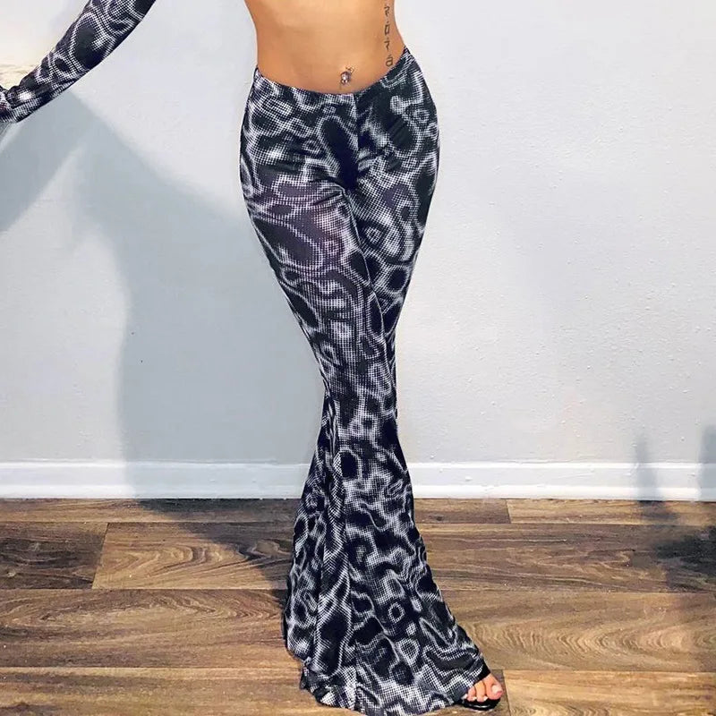 Aiertu  -  Mesh Printed Y2k Pants Women See Through Loose High Waist Casual Long Pant Summer Street Fashion Bottoms For Woman Aiertu