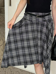 Aiertu  -  Y2k Aesthetic Vintage Plaid Skirts Womens Harajuku High Waist Irregular Vintage Skirt Streetwear Preppy Style Gothic Faldas Aiertu