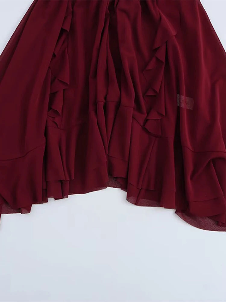 Aiertu  -  Layered Bow Cloak Women Shirt Top Pleated Round Neck Female Cape Jacket Coat Ribbon French Perspective Loose Casual Blouse New Aiertu