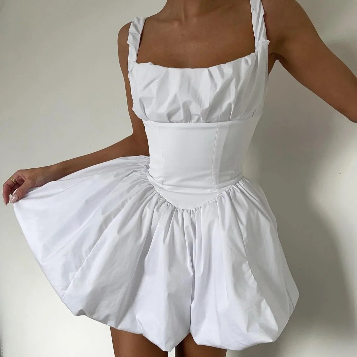 Aiertu  Summer One-piece Dress New Arrivals A Line Short White Dress Mini Sleeveless Party Dresses Women Clothing Aiertu