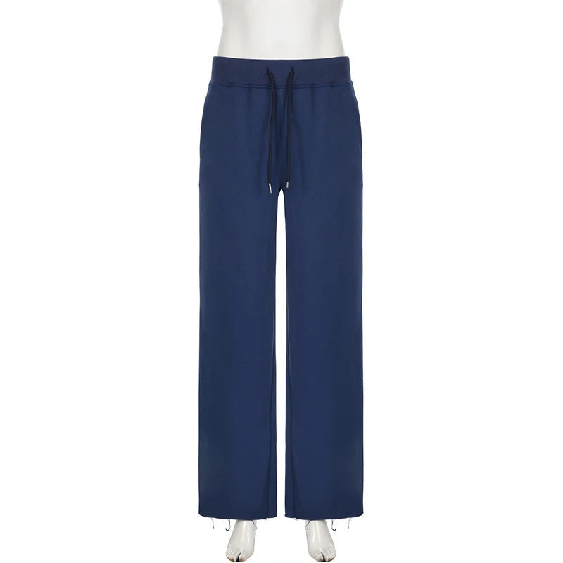 Aiertu  -  Casual Solid Basic Knitted Women Pants Sweatpants Straight Leg Streetwear Autumn Winter Full Length Trousers Bottoms Aiertu