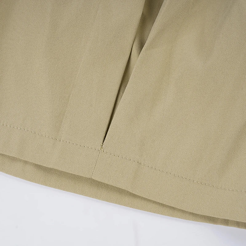 Aiertu  -  Streetwear y2k Khaki Capris Women Casual Loose Button-up Low Rise Short Pants Korean Fashion Ladies Clothing 90s Vintage Aiertu