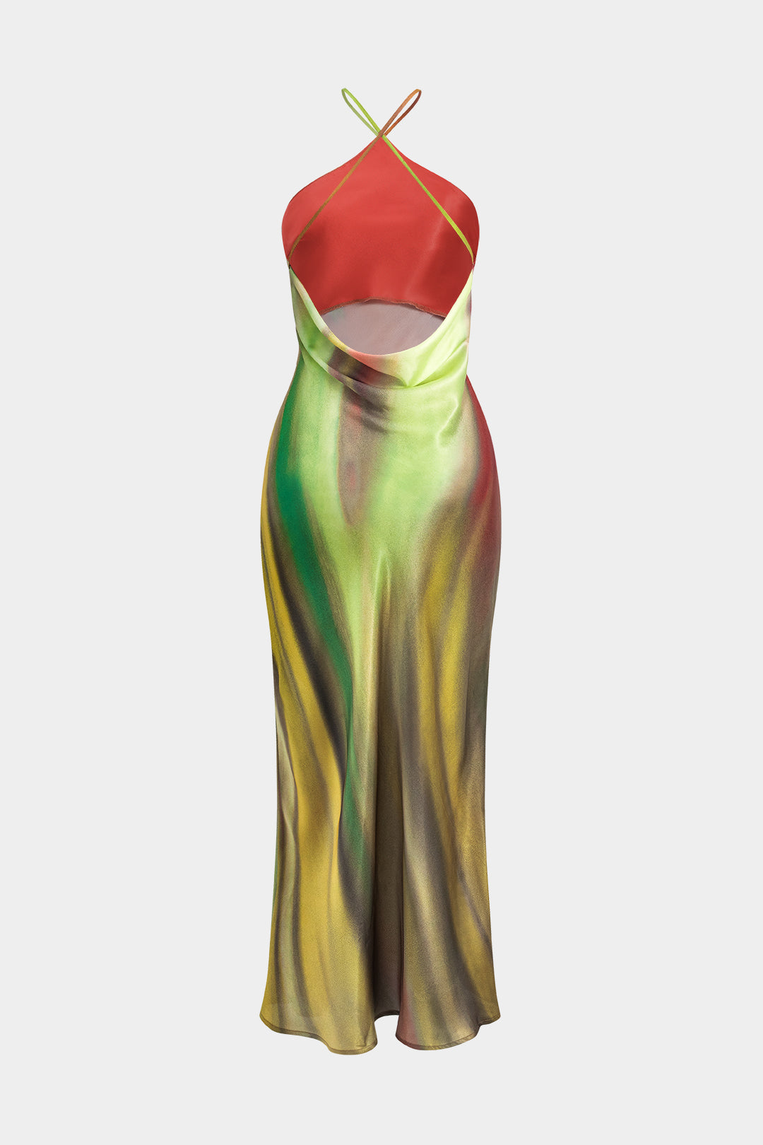 Aiertu  Floral Print Halter Neck Backless Maxi Dress Aiertu