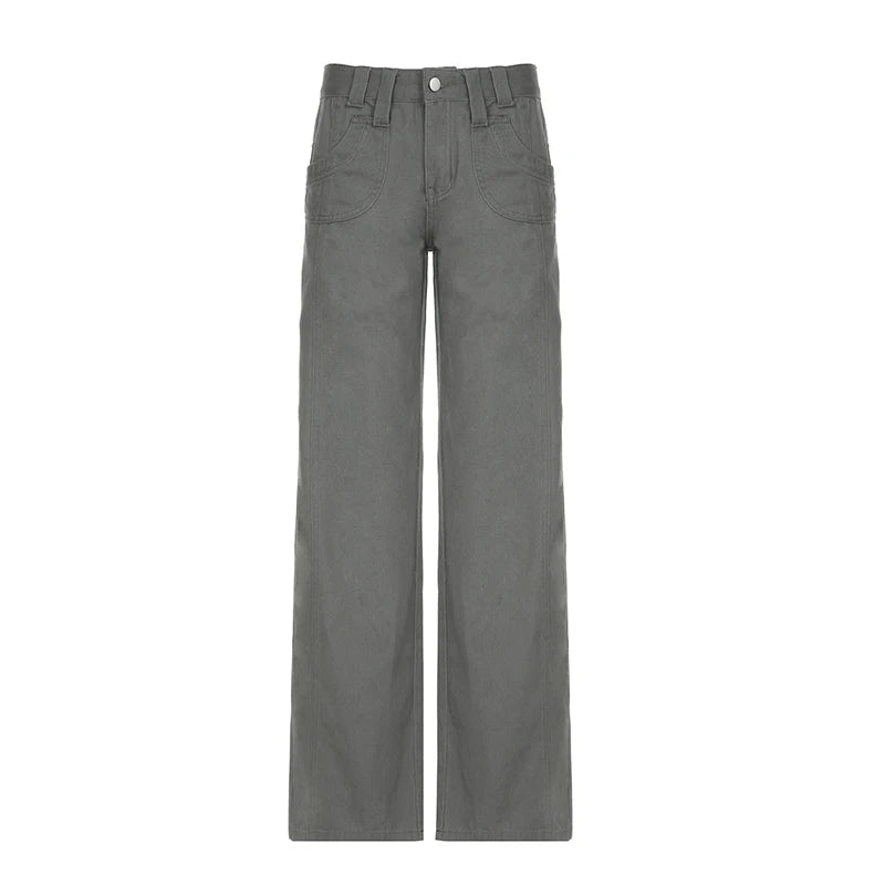 Aiertu  -  Korean Harajuku Casual Loose Jeans Women Y2K Vintage Gray Fashion Denim Pants 2000s High Street Lady Trousers Spring Aiertu
