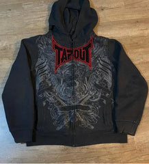 Aiertu  -  High Street Hip-hop Trendy Clothing Black Pattern Zipper Hoodie Y2k Gothic Retro Casual Comfortable Loose Cardigan Jacket Aiertu
