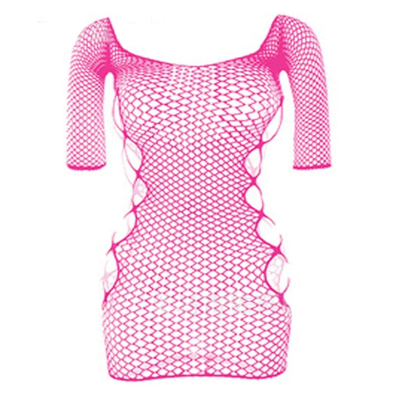 Aiertu Sexy Female Dress Sleepwear Long Sleeve Clothes Ladies Summer Fishnet Short Net Skirt Lingerie Women Aiertu