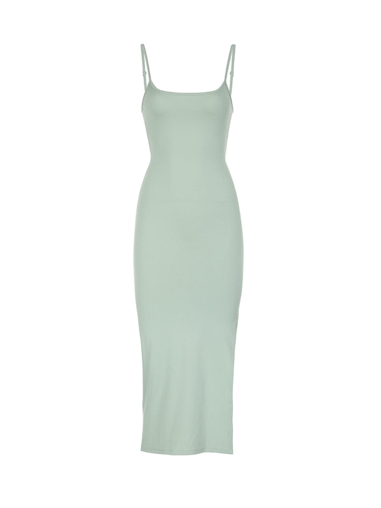 Aiertu - summer inspo Solid Backless Split Elegant Sexy Adjustable Straps Long Dresses Women Rave Summer Vacation Clothing Aiertu