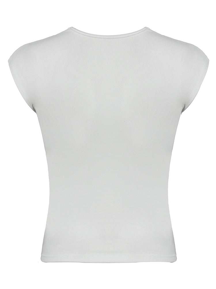 Aiertu - summer inspo Lace Patchwork V Neck Elegant Sexy White T-Shirt Women Summer Short Sleeve Spring Fashion Solid Basic Simple Slim Tops Aiertu