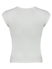 Aiertu - summer inspo Lace Patchwork V Neck Elegant Sexy White T-Shirt Women Summer Short Sleeve Spring Fashion Solid Basic Simple Slim Tops Aiertu