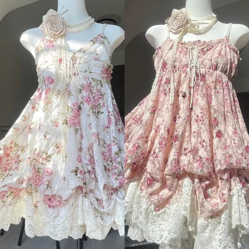 Aiertu  -  Summer French Style Floral Blouse Woman Chiffon Casual Sexy Tops Sweet Korean Fashion Ruffled Tops Spicy Girls Cyaru Aiertu