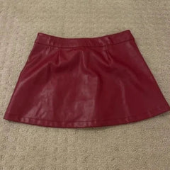 Aiertu  -  Y2K New Fashion Red Faux Leather Mini Skirt Harajuku Hot Girl Clothing Goth Low Waist Slim Hip Skirt Womens Elastic Kawaii Skirt Aiertu